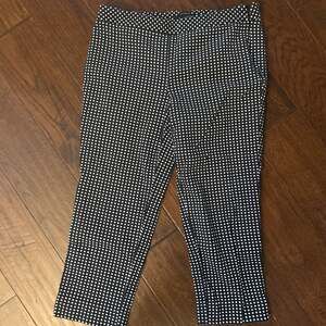 Talbots Signature Capri Black White Polka Dot Flat Front Dress Work Pants 4P